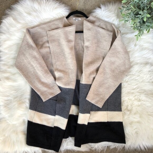 Madewell Meridian Sweater Coat Colorblock Wool - Picture 3 of 7